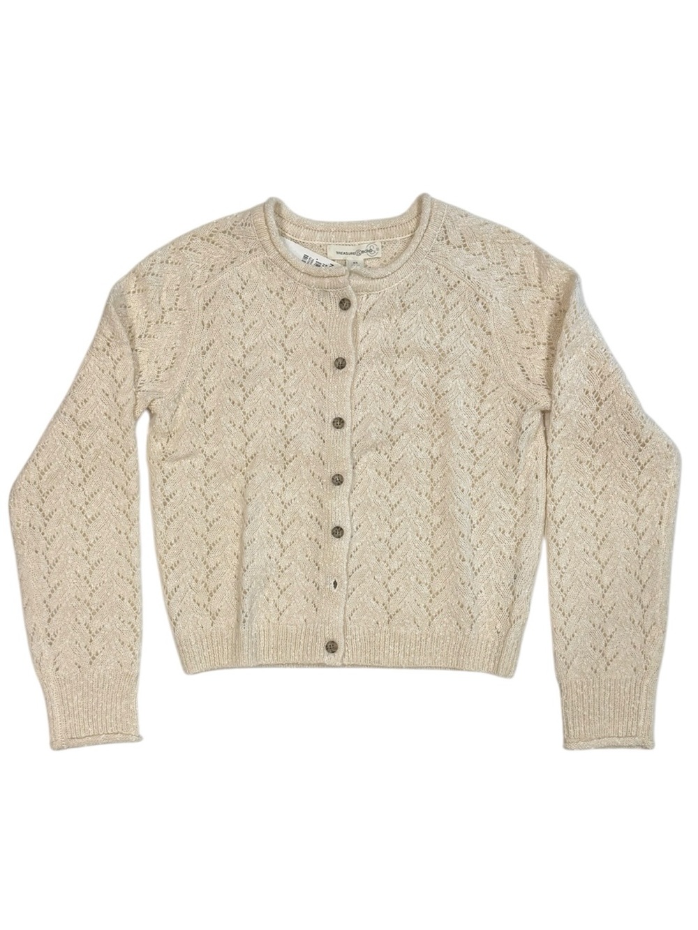 NWT Treasure and Bond Nep Pointelle Cardigan - Ivory - Women's XS